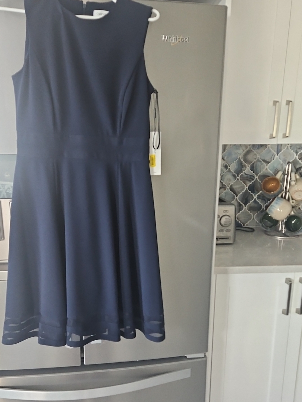 Calvin Klein Navy Sleeveless Fit-and-Flare Dress Navy BLUE